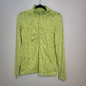 Athleta Green Swirl Long Sleeve Top